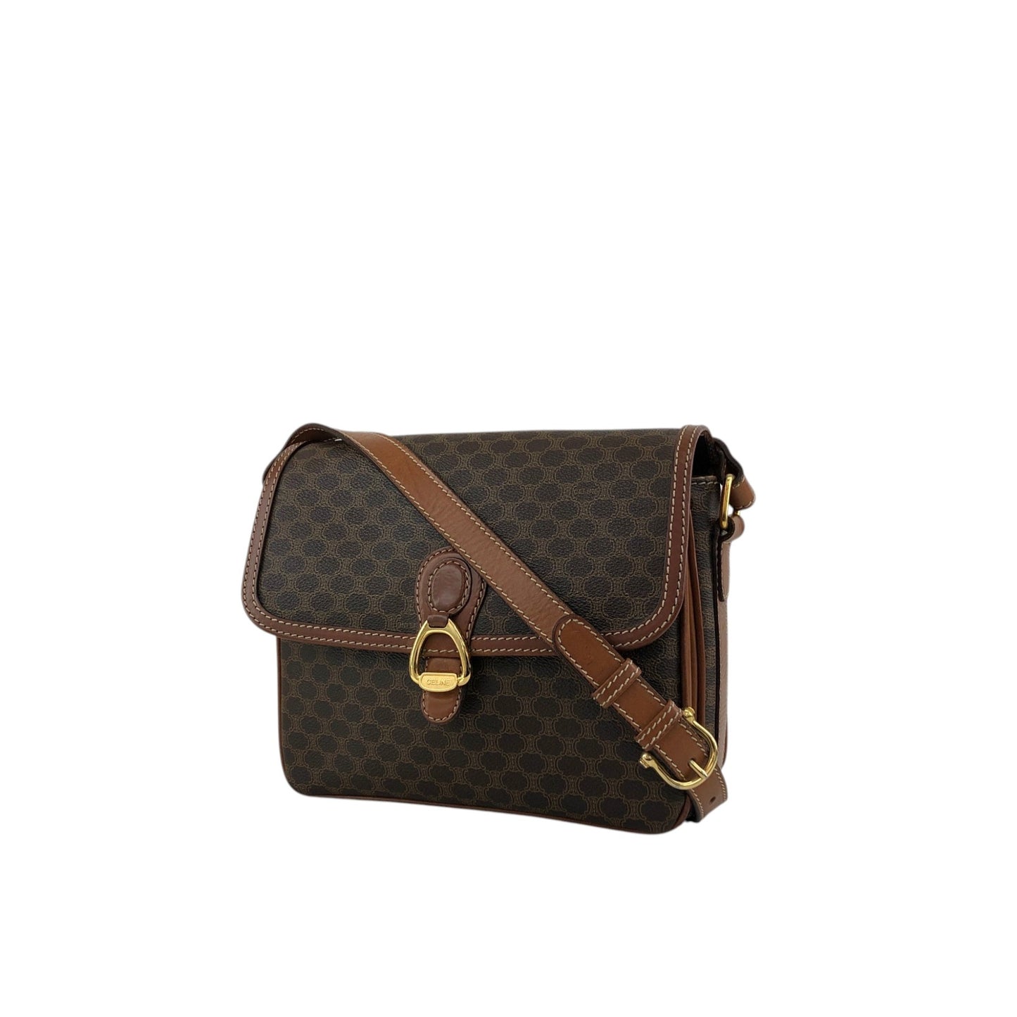 CELINE Macadam Horse Bit Shoulder bag Brown Vintage 3h7y8z