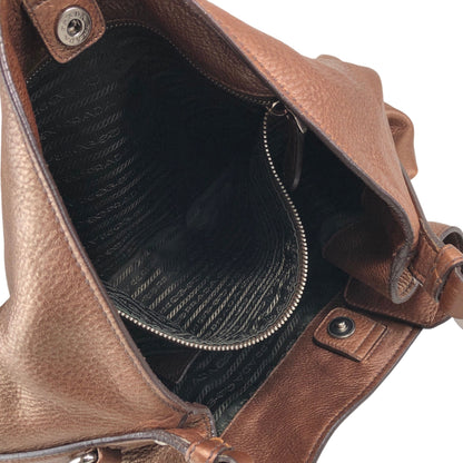 PRADA Logo Shoulder bag Hobobag Brown Vintage ufndas