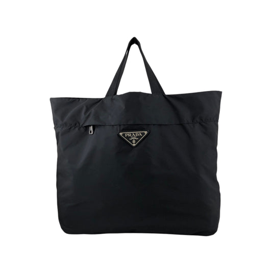 PRADA Tessuto Triangle Logo Handbag Black Vintage w5jss8