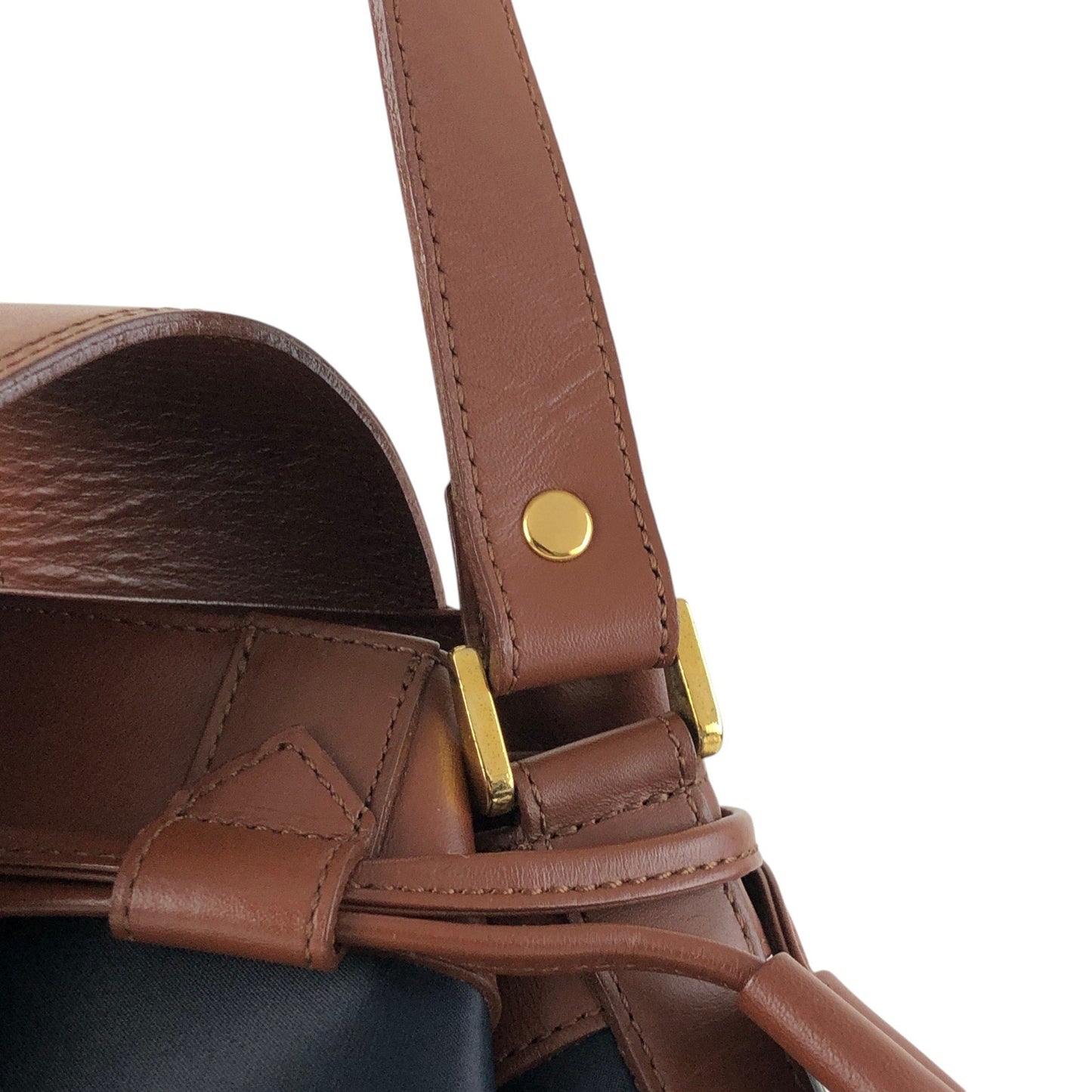 Yves Saint Laurent Logo Drawstring Shoulder bag Brown Vintage vjh7bs