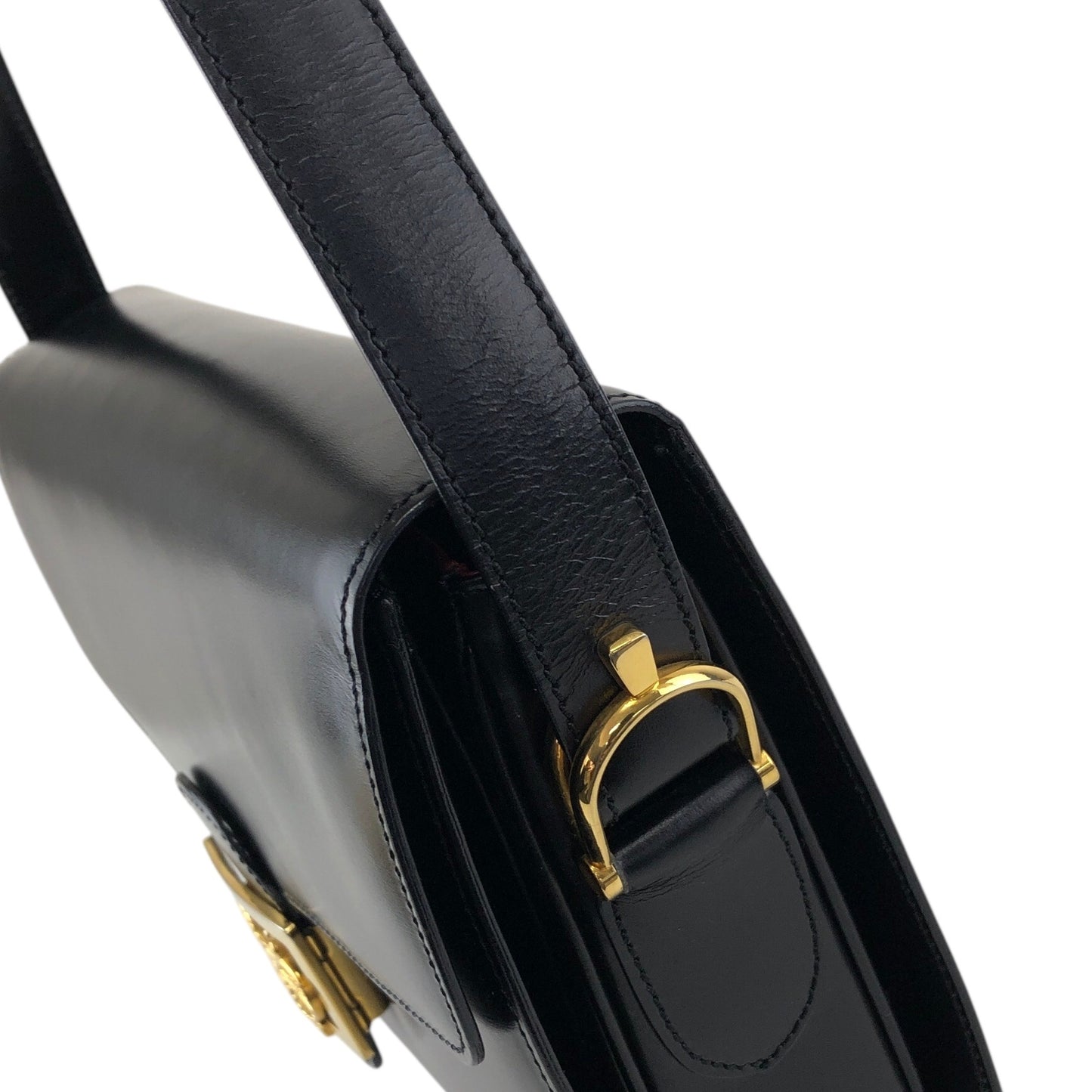 CELINE Horse Carriage Crossbody Shoulder bag Black Vintage zkdk65