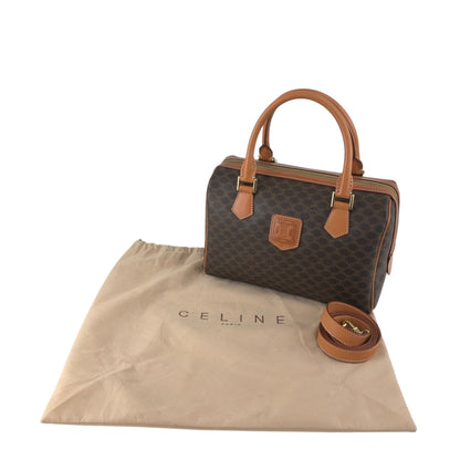 CELINE Macadam Blason Two-way Small Boston bag Shoulder bag Brown Vintage haxmcm