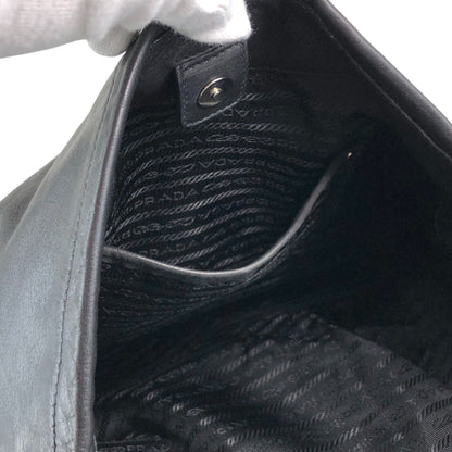 PRADA Logo Side Pocket Handbag Black Vintage ab8g6p