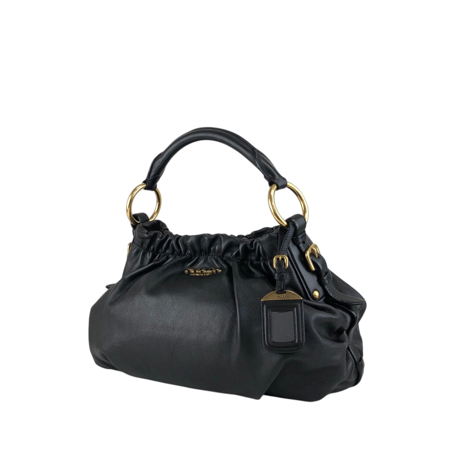 PRADA Logo Shoulder bag Black Vintage guki3f