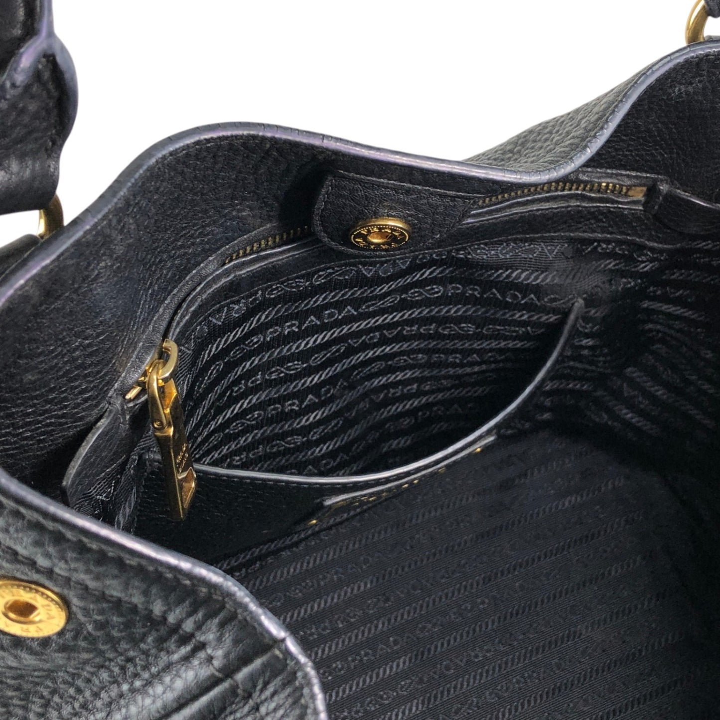 PRADA Logo Handbag Black BN2534 Vintage 6ubit3