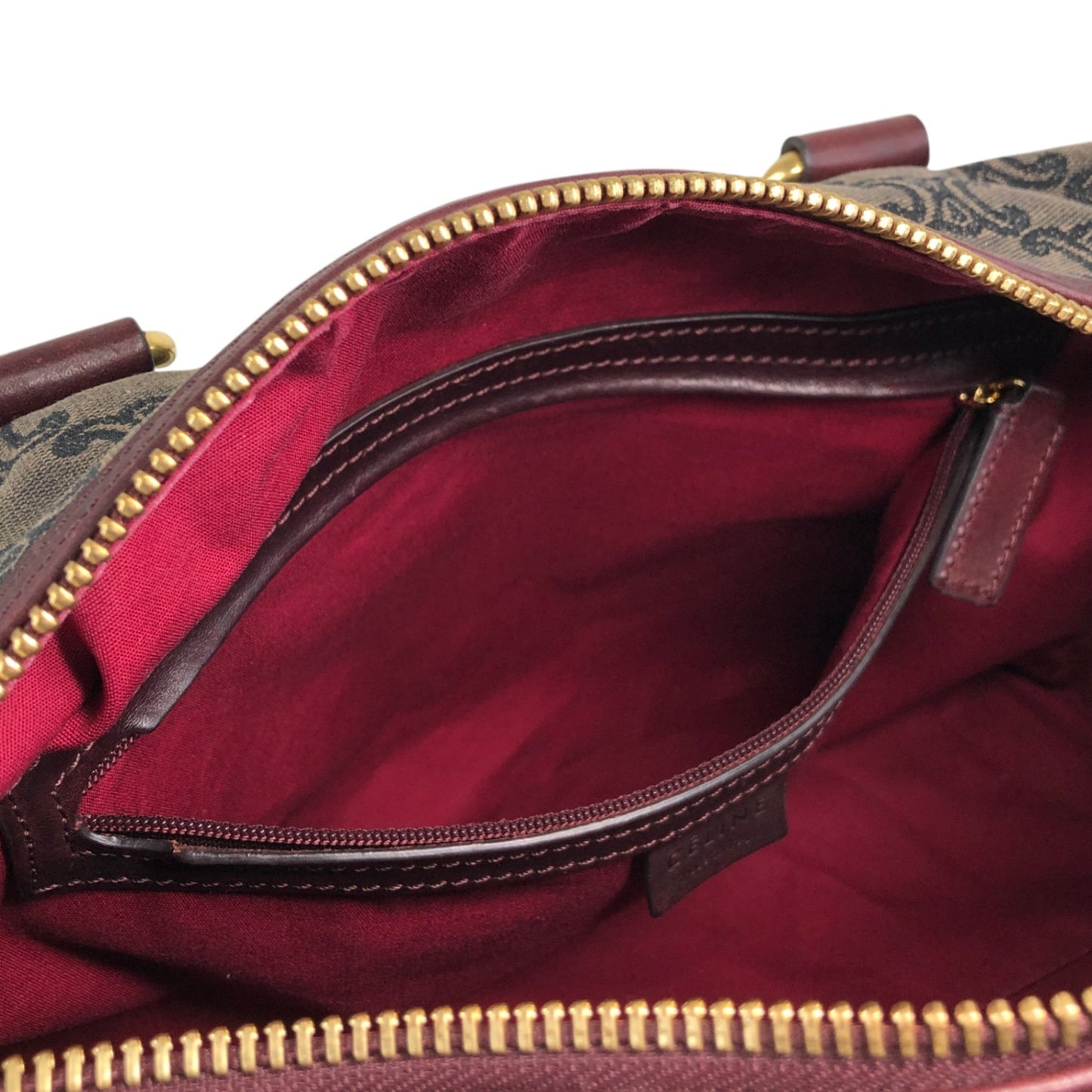 CELINE Blason Small Boston bag Handbag Gray Bordeaux Vintage iksjrc