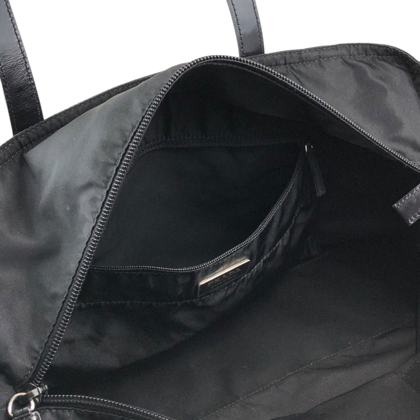 PRADA Tessuto Triangle Logo Totebag Black Vintage weepxg