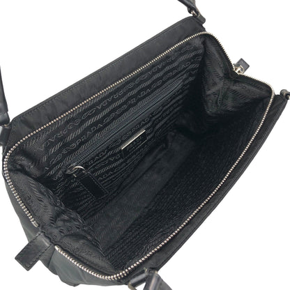 PRADA Tessuto Triangle Logo Handbag Black Vintage zzietj