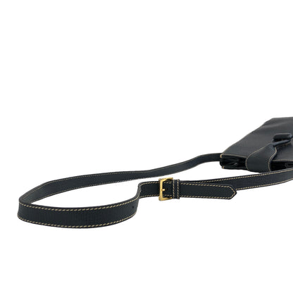 LOEWE Toggle Turn Lock Leather Shoulder bag Navy Vintage weemhe