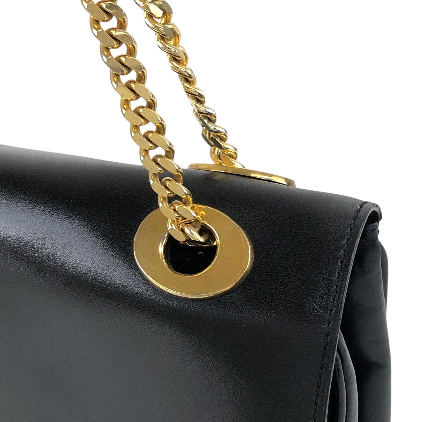 CELINE Blason Chain Shoulder bag Black Vintage gpayic
