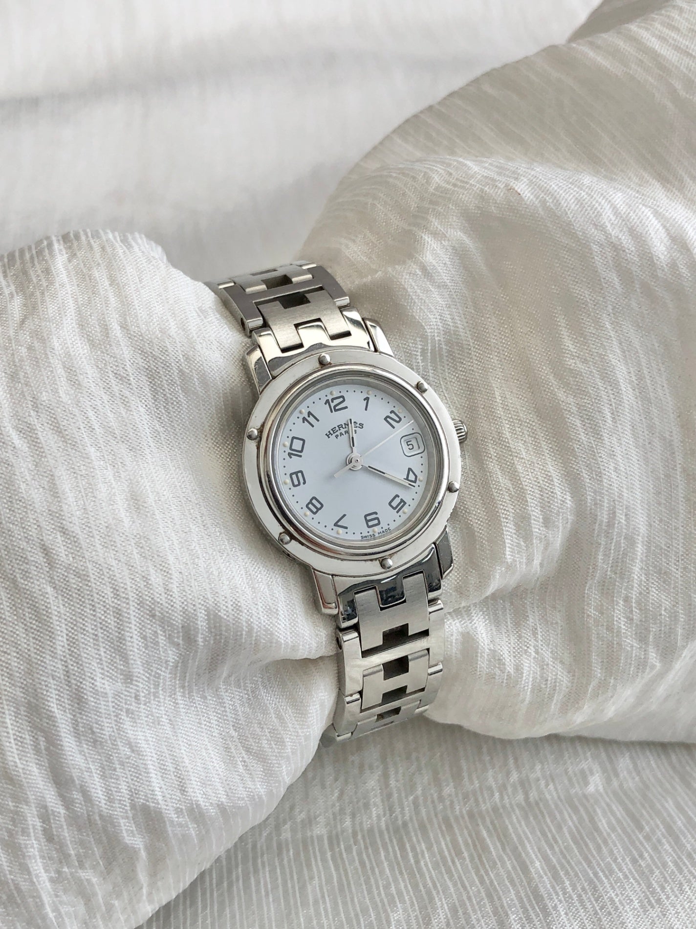 HERMES Quartz Watch Silver Vintage efbvgb