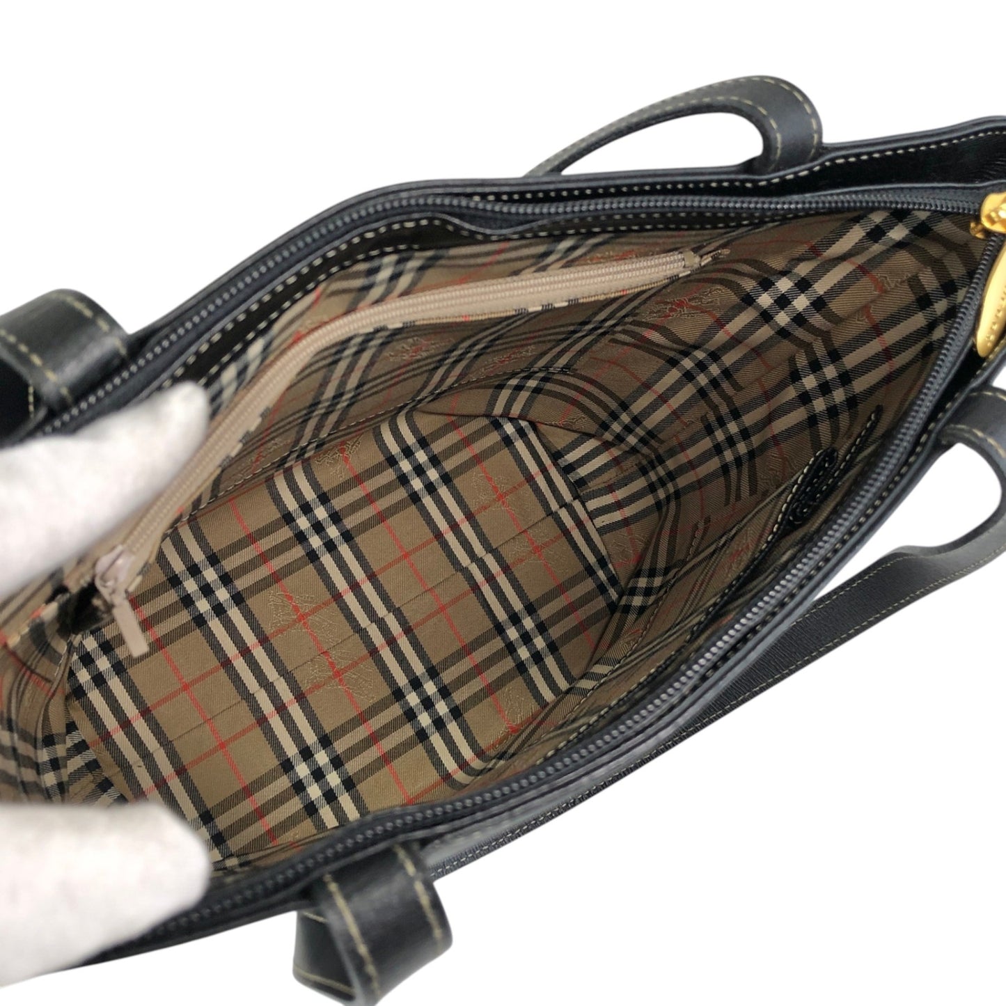BURBERRY Logo Handbag Black Vintage i2msc4