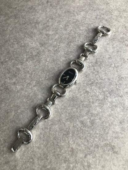GUCCI Logo Quartz Watch Silver 118 Vintage szaysz