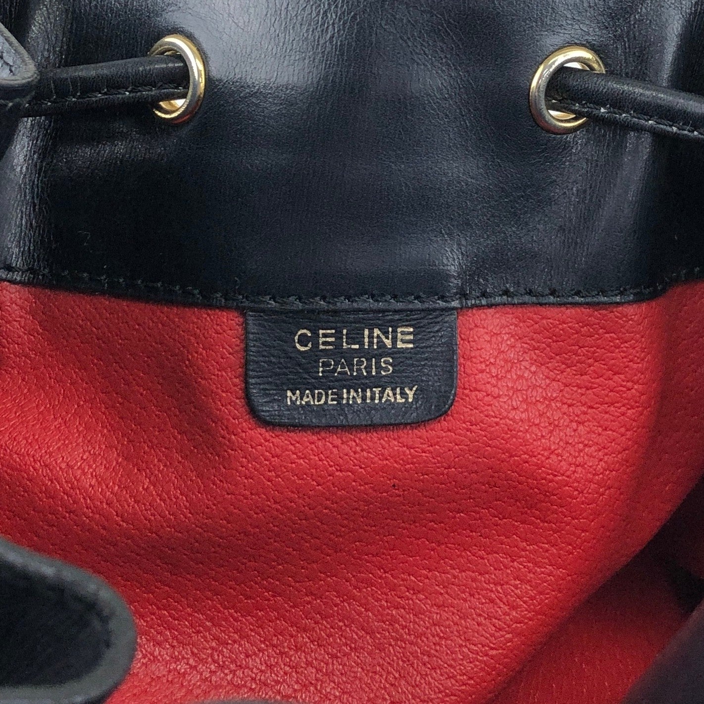 CELINE GancinivDrawstring Shoulder bag Black Vintage z78ygt