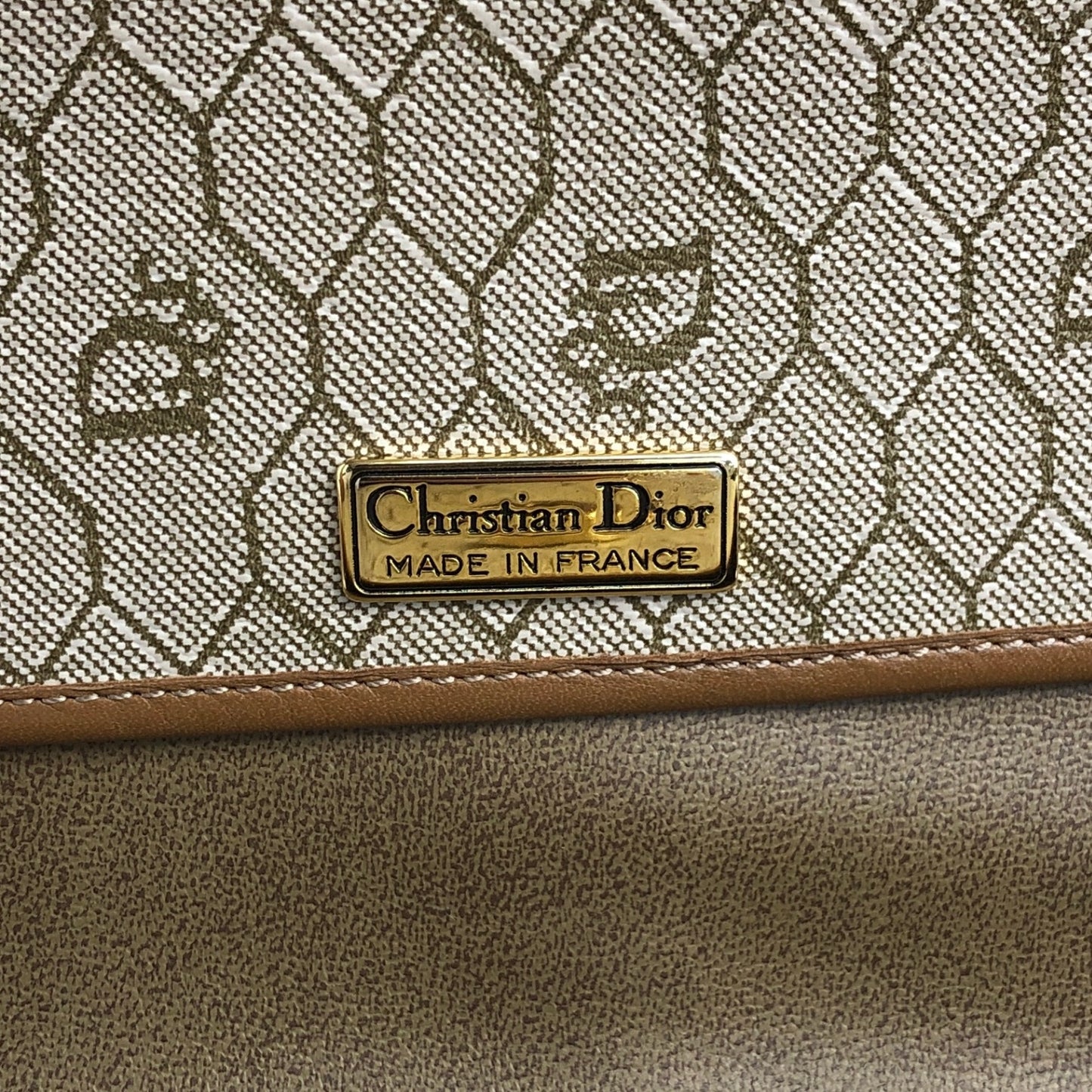 Christian Dior Honeycomb Pattern Logo Shoulder bag Beige Vintage u6zcjt