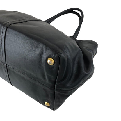 PRADA Logo Front Pocket Handbag Black Vintage gkw2r3