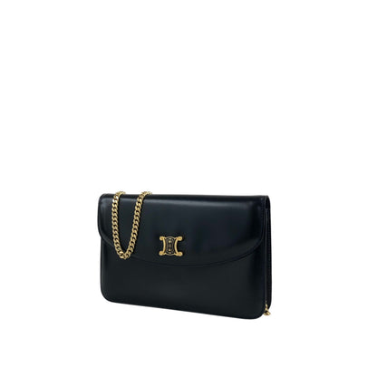 CELINE Triomphe Chain Shoulder bag Black Vintage thnjzk