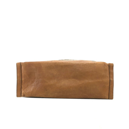 CELINE Blason Canvas Leather Totebag Brown Vintage 28perr