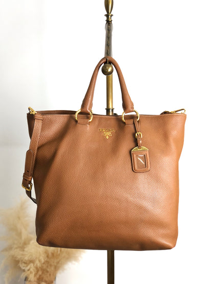 PRADA Logo Two-way Totebag Shoulder bag Brown Vintage 38ggy4