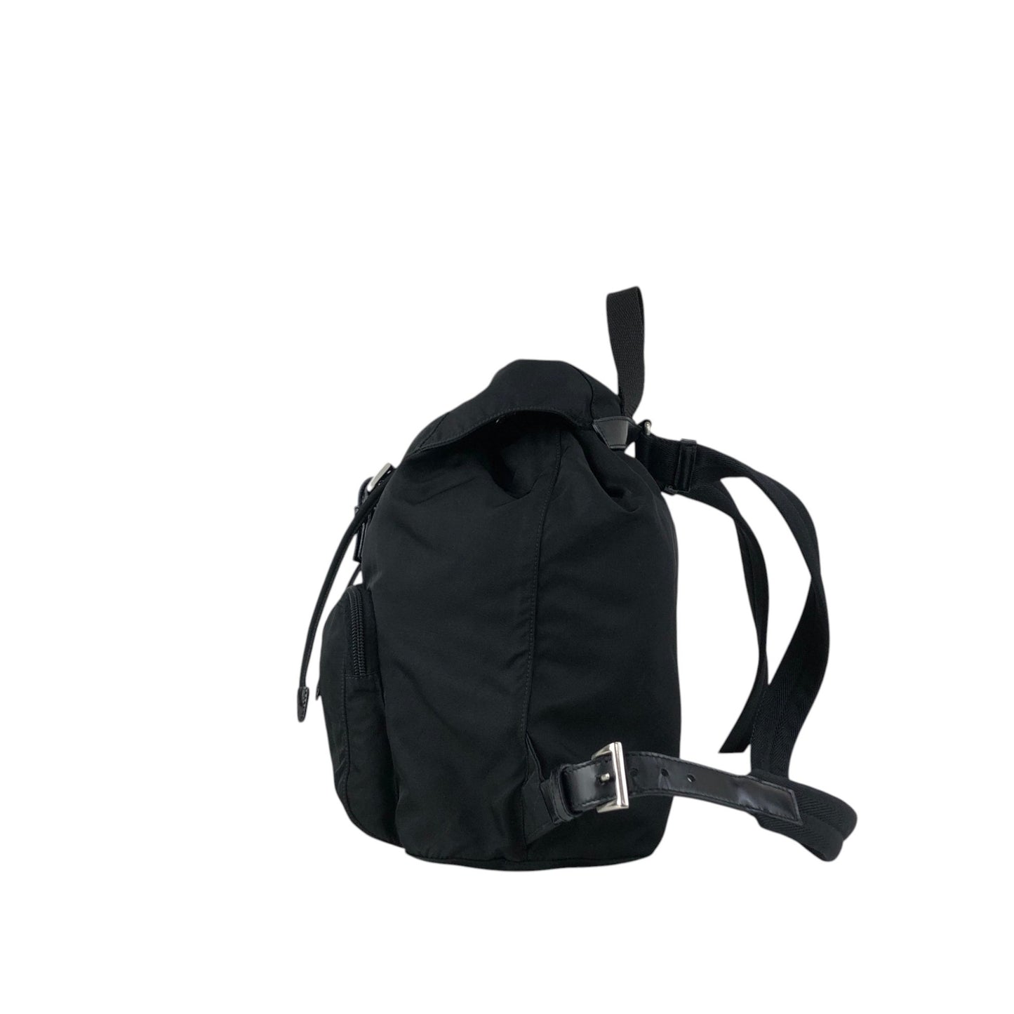 PRADA Tessuto Triangle Logo Front Buckle Front Pocket  Backpack Black Vintage 6abvn2