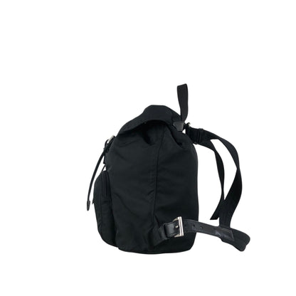 PRADA Tessuto Triangle Logo Front Buckle Front Pocket  Backpack Black Vintage 6abvn2