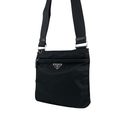 PRADA Tessuto Triangle Logo Shoulder bag Black Vintage g7nprp