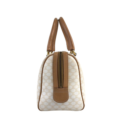 CELINE Macadam Blason Handbag Boston bag White Vintage tysvnn