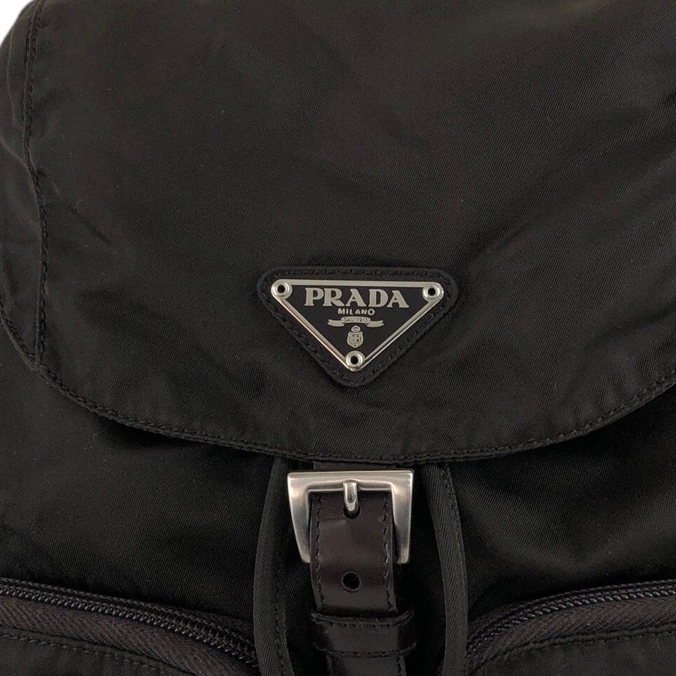 PRADA Triangle Logo Double Pocket Backpack Brown Vintage 65znig
