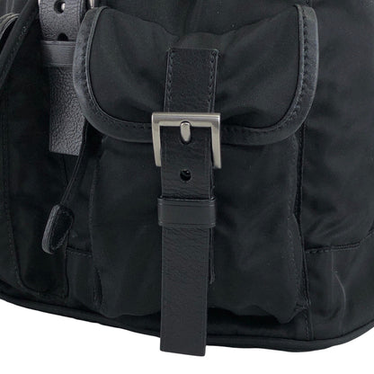 PRADA Triangle Logo Double Pocket Backpack Black Vintage rd6n42