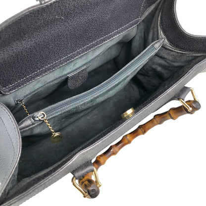 GUCCI Bamboo Handbag Black Vintage i4a8t7