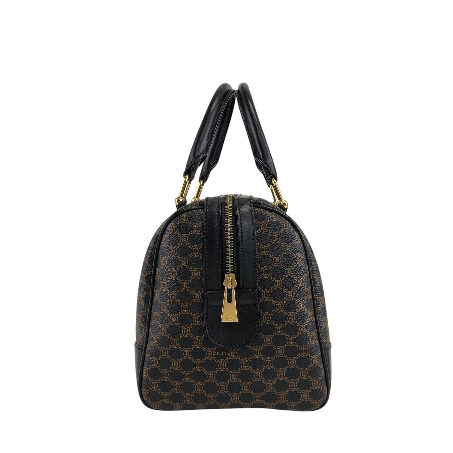 CELINE Macadam Blason Two-way Handbag Shoulder bag Boston bag Black Vintage a68hfi