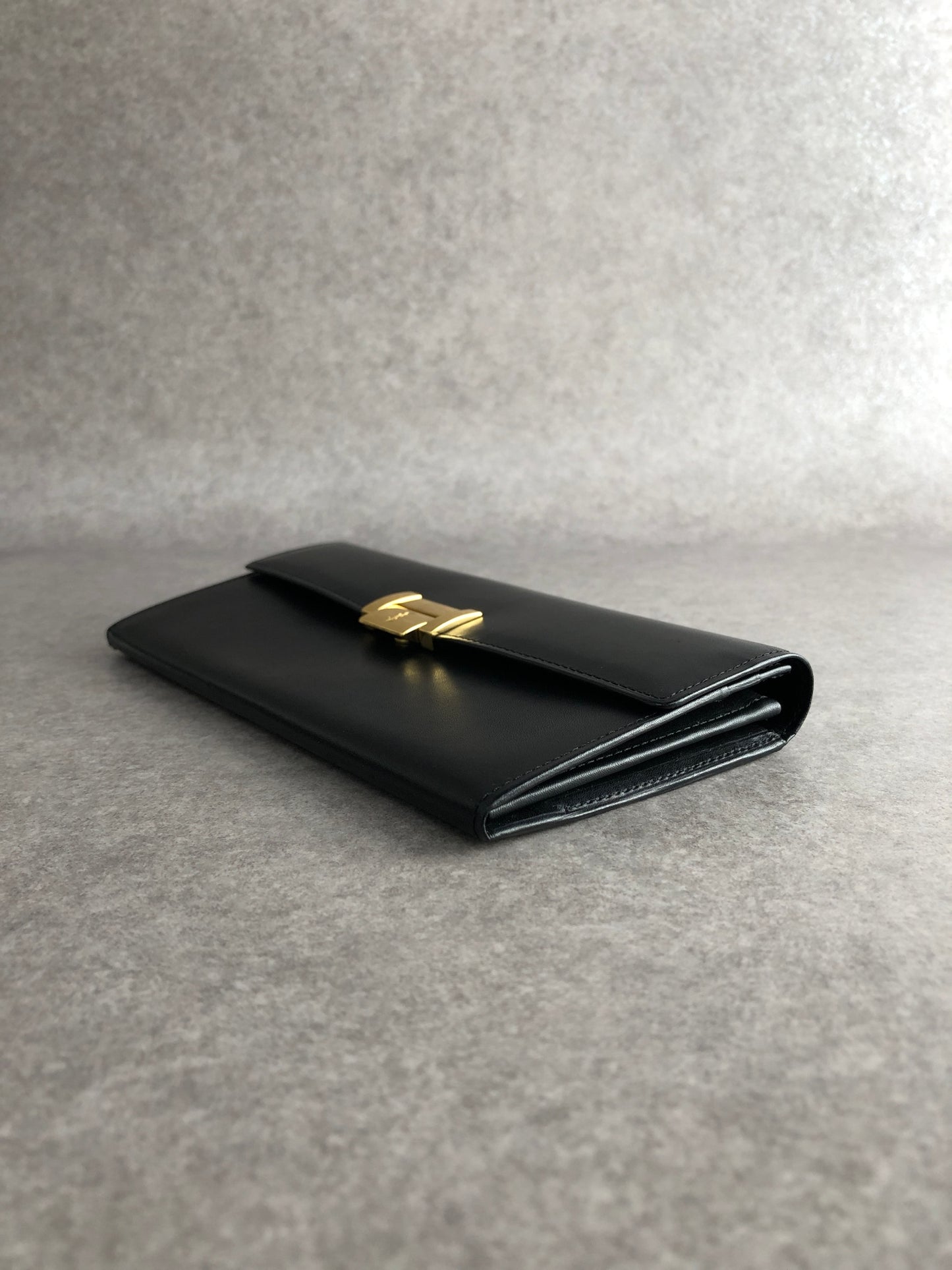 Yves Saint Laurent YSL Logo Long Wallet Black Vintage czyrem
