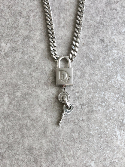 Christian Dior Logo Necklace Silver Vintage 4p6ati