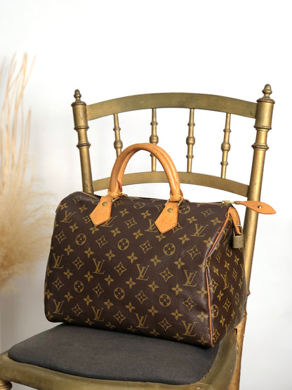 LOUIS VUITTON Monogram Handbag Boston bag Brown M41108 Vintage 5ah28h