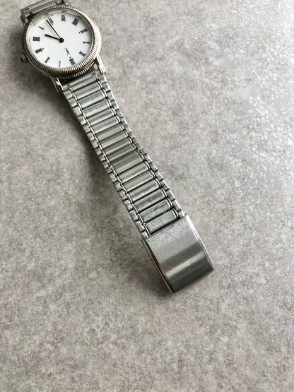 Yves Saint Laurent YSL Logo Quartz Watch Silver 4625-E67722 Vintage cuai7i