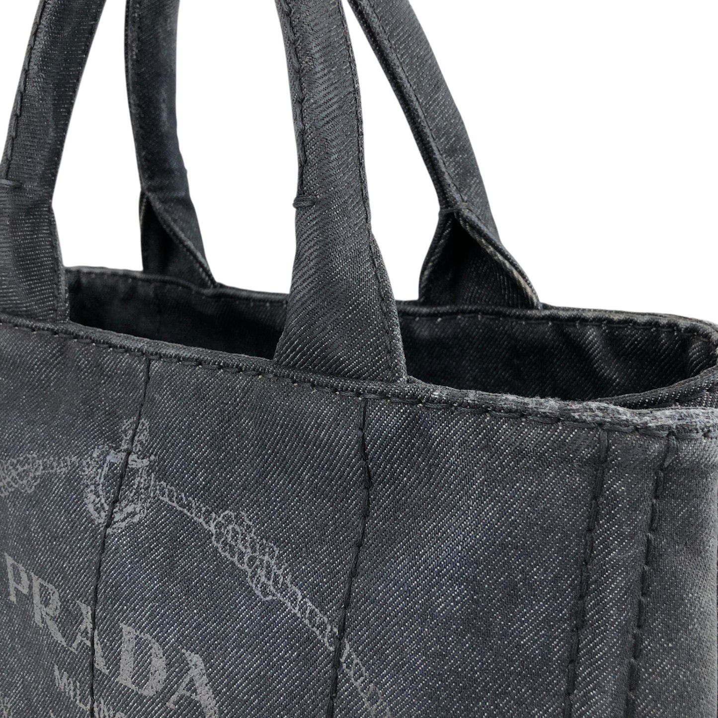 PRADA Canapa Two-way Handbag Shoulder bag Black Vintage ngejs5