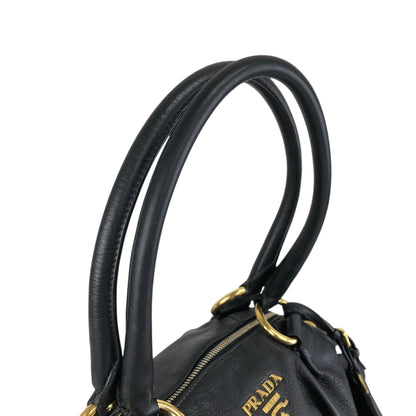 PRADA Logo Two-way Handbag Shoulder bag Black Vintage b3cs48