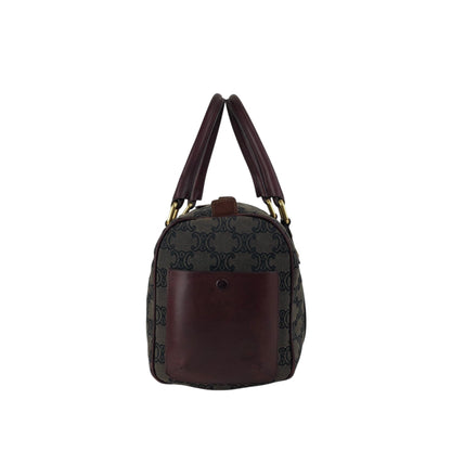 CELINE Blason Small Boston bag Handbag Gray Bordeaux Vintage iksjrc