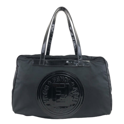 FENDI Logo Handbag Boston bag Black Vintage fctg7r