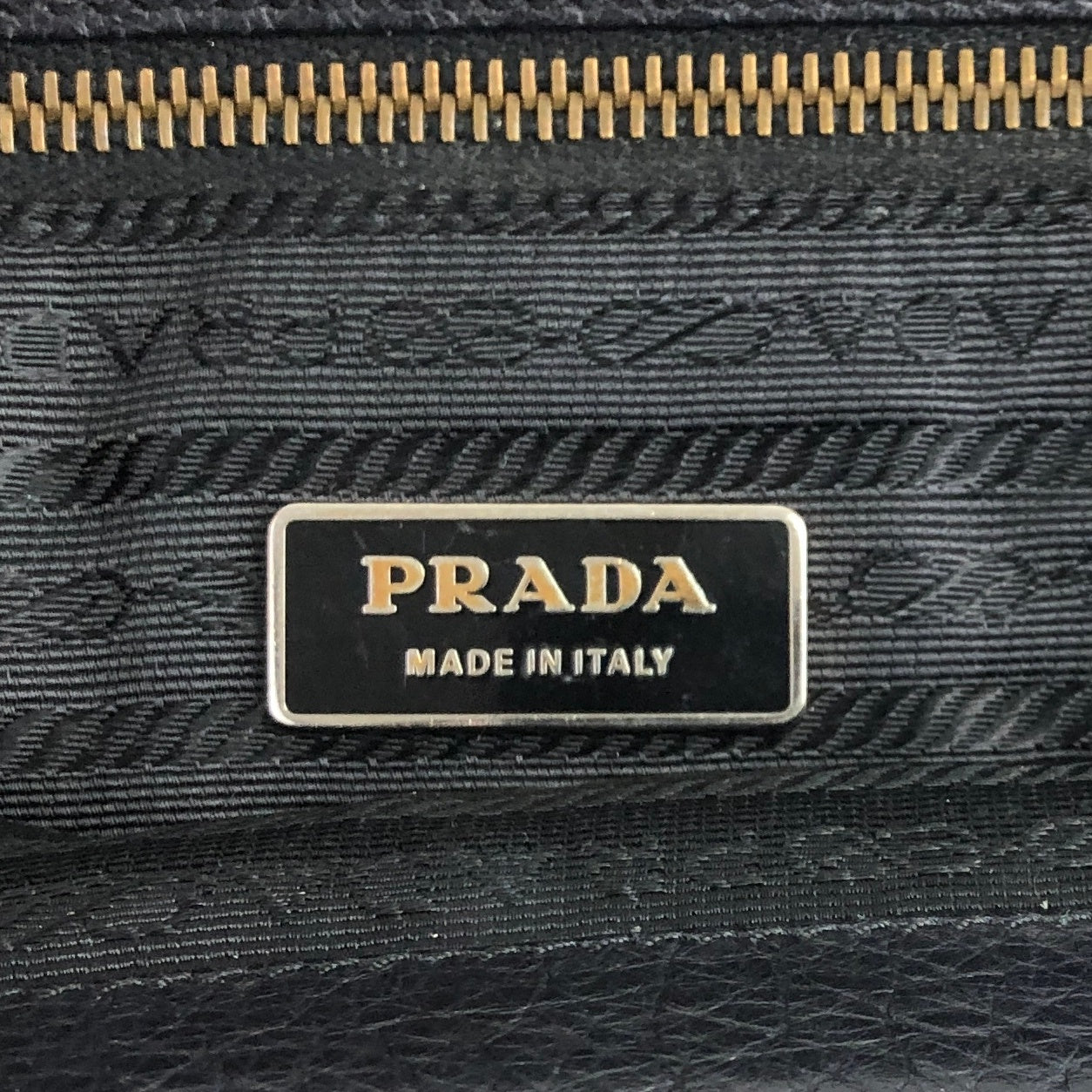 PRADA Triangle Logo Metal Clasp Handbag Black Vintage caemtz