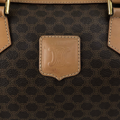 CELINE Macadam Blason Small Boston bag Handbag Brown Vintage tudkhm