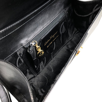 Salvatore Ferragamo Gancini Ribbon Shoulder bag Black Vintage 3wugs6