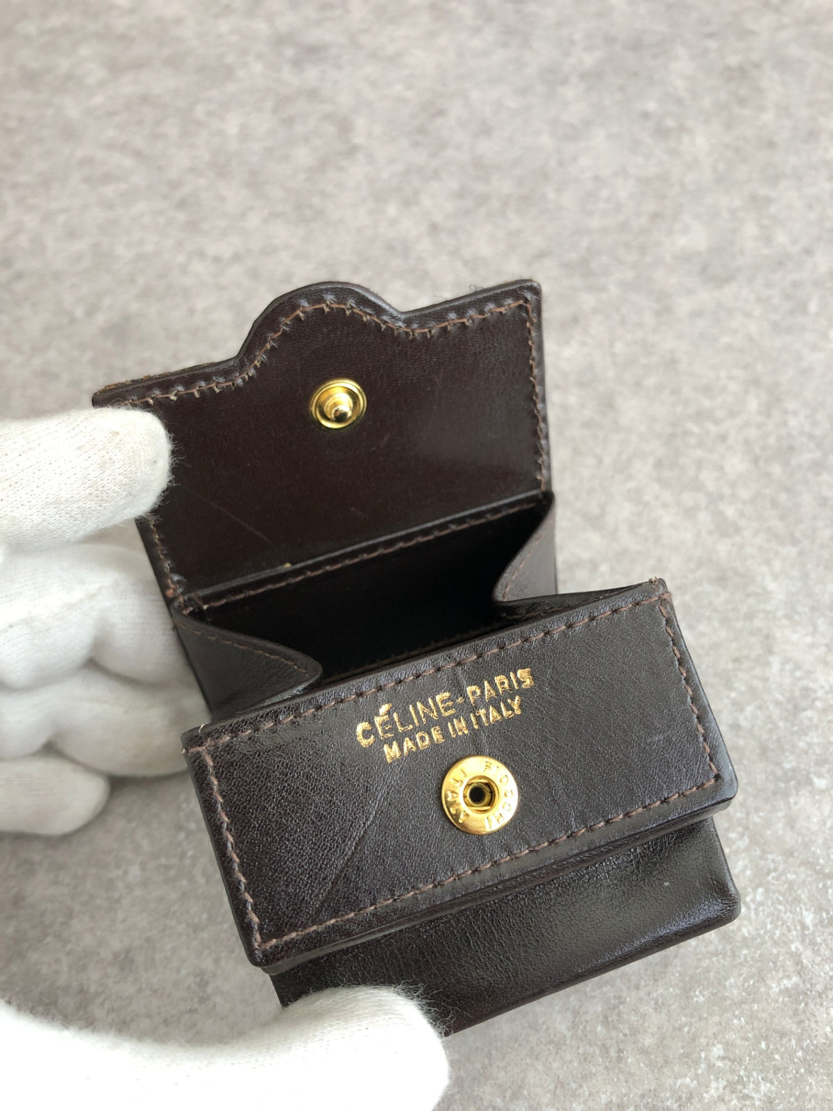 CELINE Horse Carriage Coin Purse Brown Vintage wpdygg