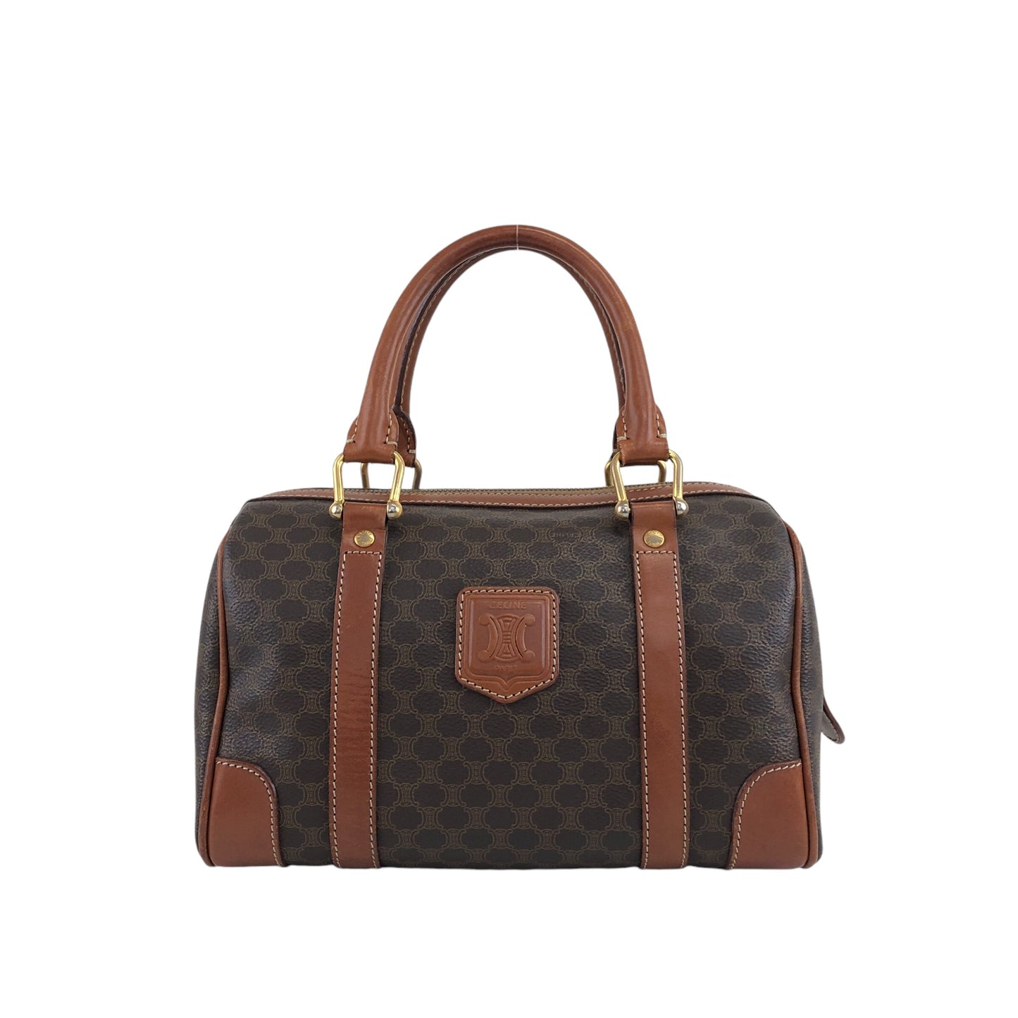 CELINE Macadam Blason Handbag Brown Vintage xiw3ui