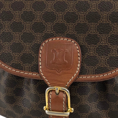 CELINE Macadam Blason Front Buckle Shoulder bag Brown Vintage baktxn