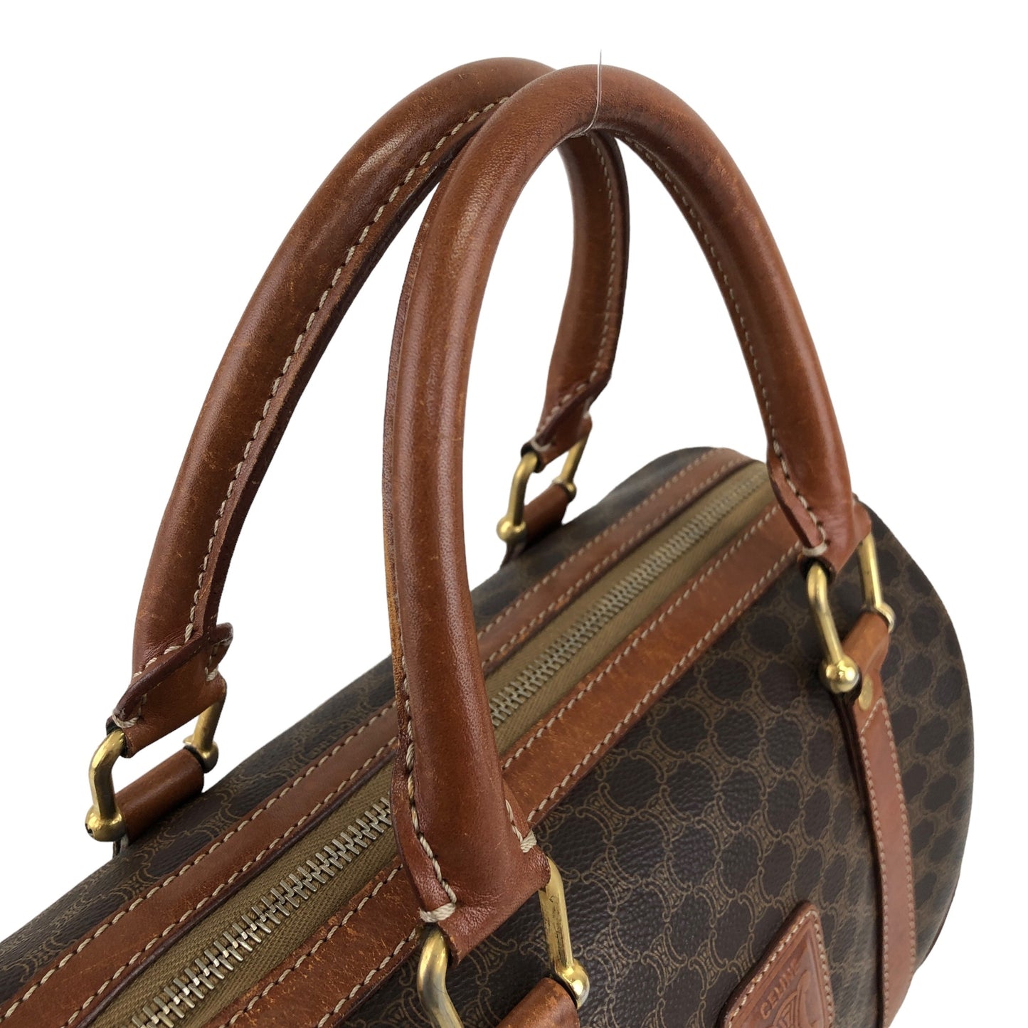 CELINE Macadam Blason Handbag Small Boston bag Brown Vintage dujsu6