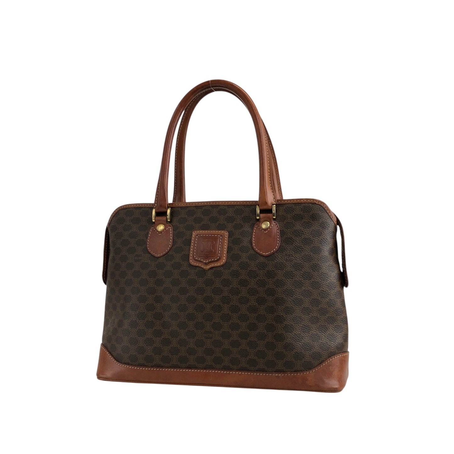 CELINE Macadam Blason Handbag Brown Vintage yry5hb