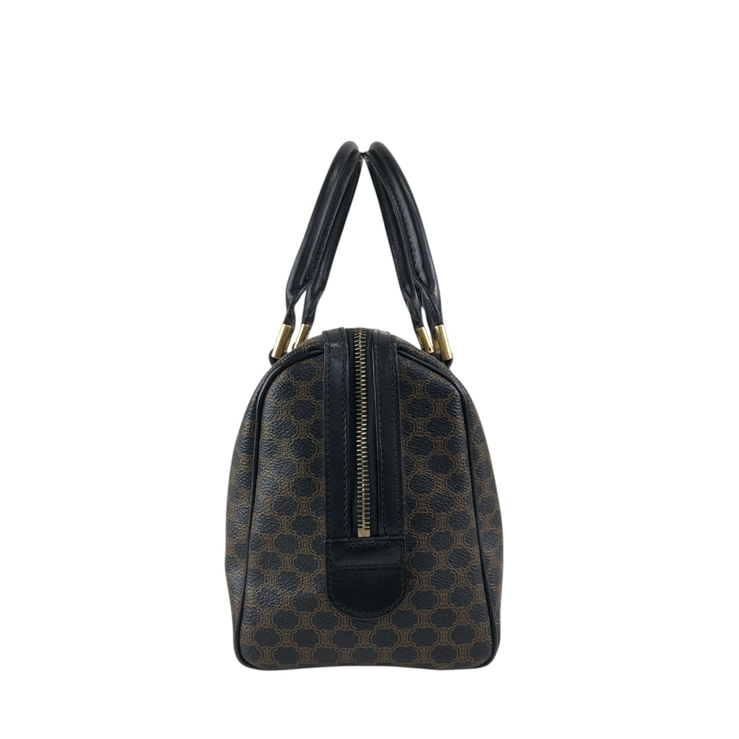 CELINE Macadam Blason Two-way Small Boston bag Shoulder bag Black Vintage d4zwjm