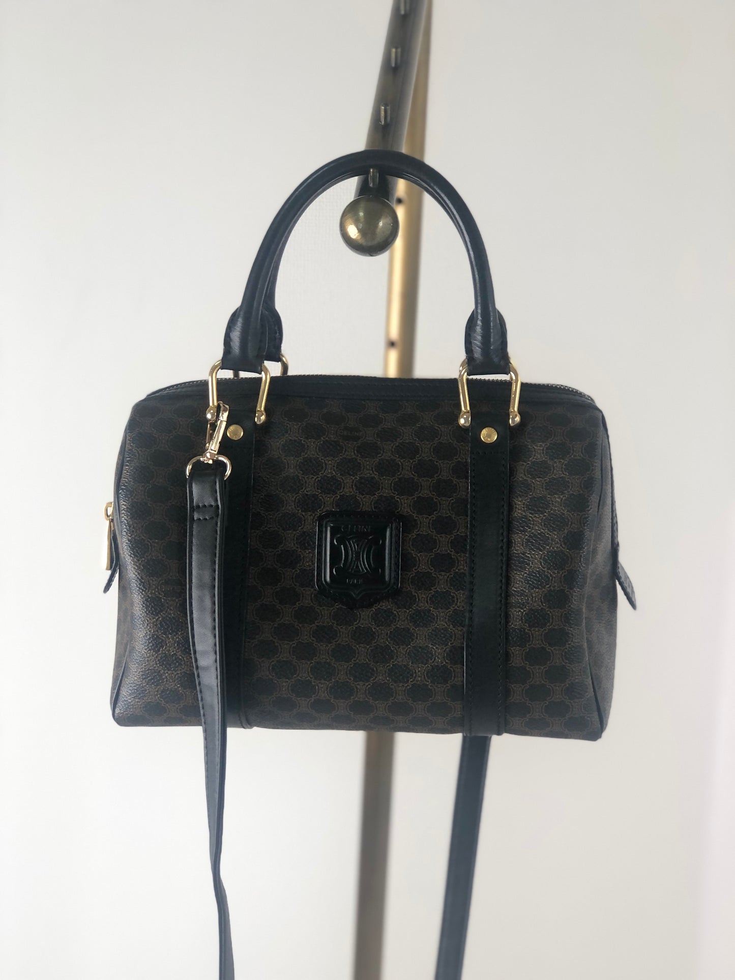 CELINE Blason Two-way Shoulder bag Boston bag Black Vintage yrdbgx