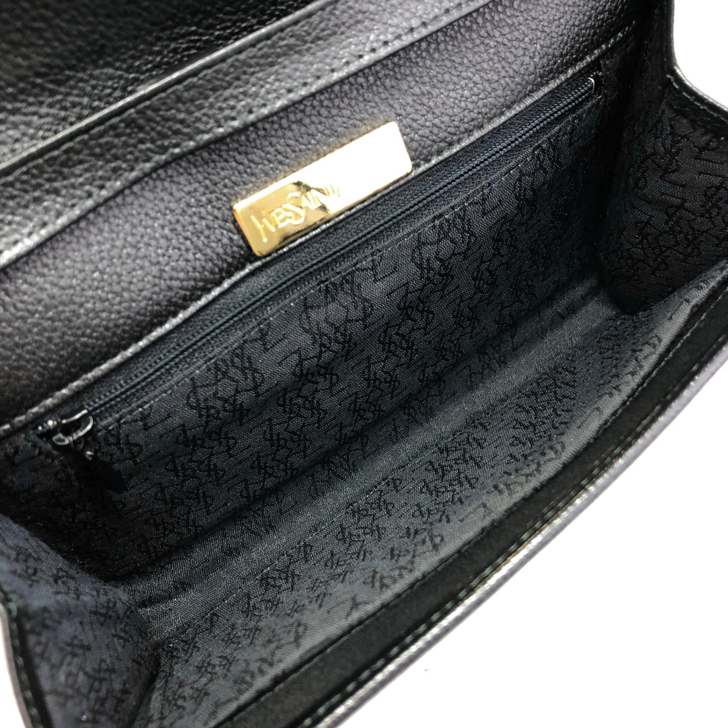 Yves Saint Laurent YSL Logo Shoulder bag Black Vintage hmype4